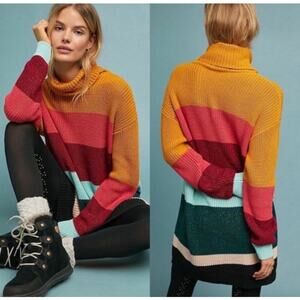 Farm Rio de Janeiro Rainbow Turtleneck Striped Knit‎ Sweater Dress Size XS